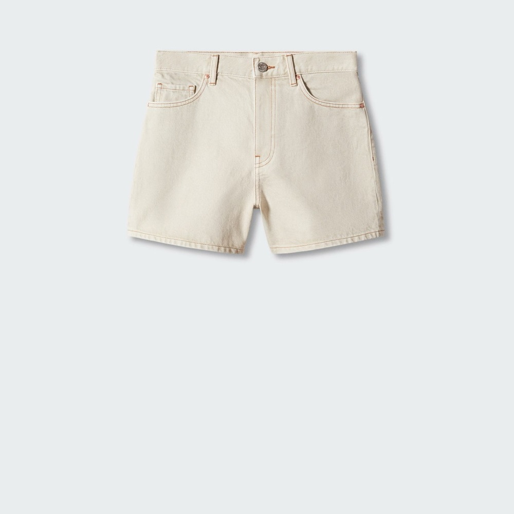 Mango high ecru waist denim shorts